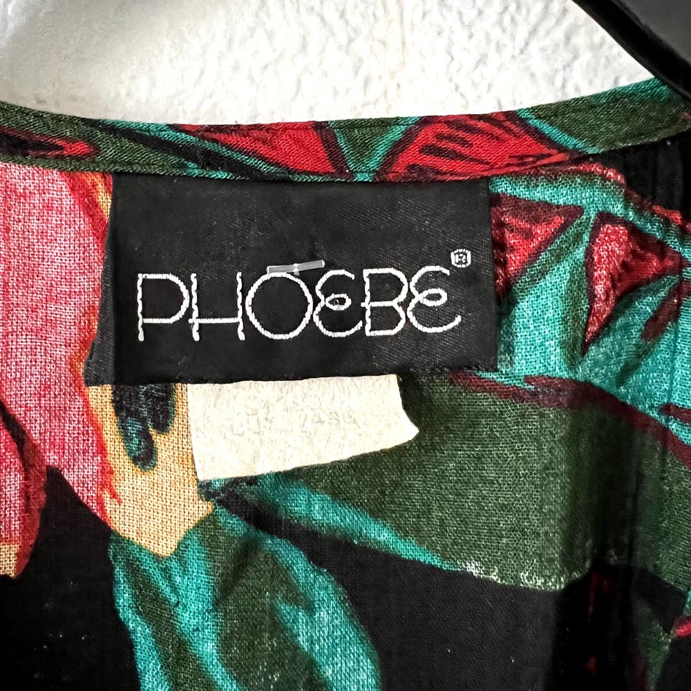 PHOEBE Vintage Women's 14 Hawaiian Style Floral Secretary Vacation Midi Dress - Picture 7 of 8